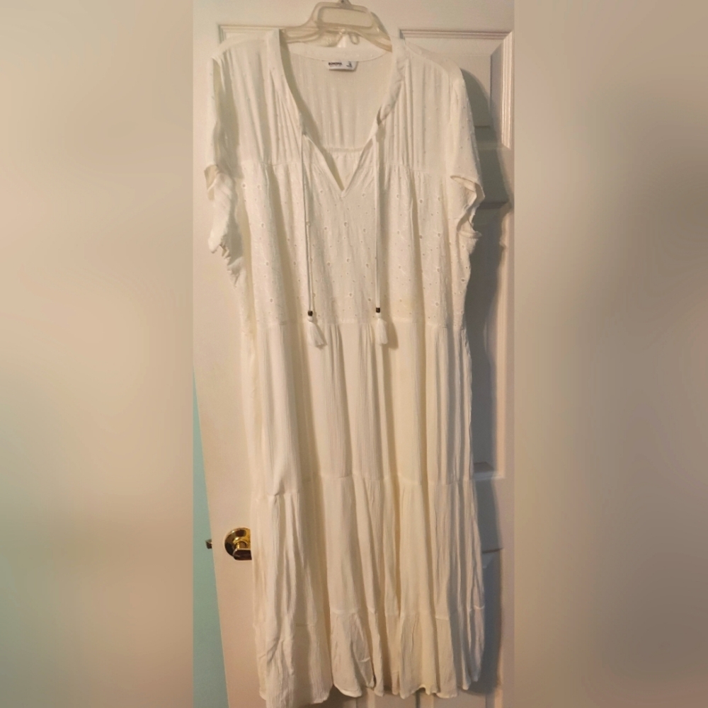 Casual cotton long White Dress